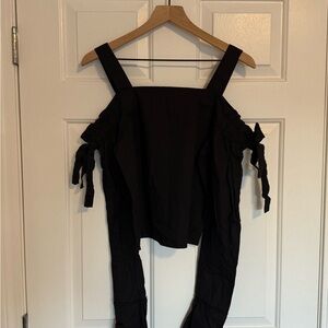 Cute Black Off-Shoulder Top with Ties